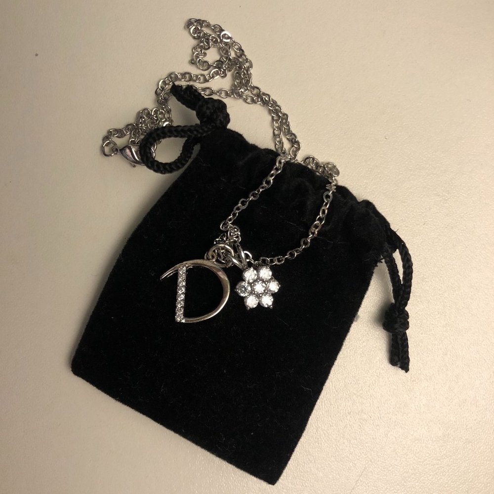 "D" Charm Sterling Silver Necklace